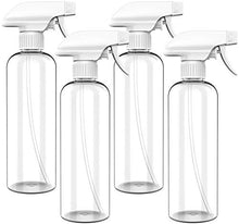 Load image into Gallery viewer, Clear Plastic Spray Bottle, Flutain 4-Pack 16OZ Empty Spray Bottles with Adjustable Nozzle, Fine Mist Spray Bottle for Cleaning Solutions