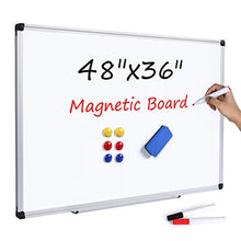 Load image into Gallery viewer, T-SIGN Magnetic Dry Erase Whiteboard 48 x 36 Inch, 4 x 3 Large White Board, Silver Aluminum Frame Wall-Mounted, Magnetic Eraser, 2 Whiteboard Pen, Detachable Marker Tray, 6 Magnets for Office, School
