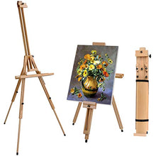 Load image into Gallery viewer, T-SIGN Wood Painting Easel Stand, Portable Art Floor Tripod Beech Easel, Foldable Design, Adjustable Height 36.5 to 75.5 Inches, Adjustable Large Tray for Painting, Sketching, Display