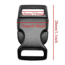 Load image into Gallery viewer, PENTA ANGEL 40PCS 3/8 Inch Plastic Curved Buckle DIY Craft Webbing Contoured Side Quick Release Buckle for Bracelets Backpack Tactical Bag and Gear, 20 Colors