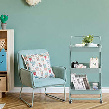 Load image into Gallery viewer, danpinera 3 Tier Rolling Utility Cart with Wheels and Handle Storage Organization Shelves for Kitchen, Bathroom, Office, Library, Coffee Bar Trolley Service Cart, Green