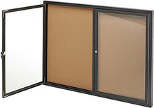 Load image into Gallery viewer, Adir Office Enclosed Bulletin Board - Double Door Locking Cork Board Display Board for Home, School, Office and More. 48"x36" (Black / Cork)
