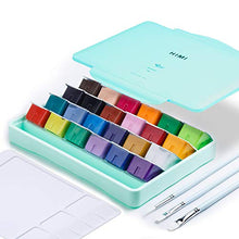 Load image into Gallery viewer, MIYA Gouache Paint Set, 24 Colors x 30ml Unique Jelly Cup Design with 3 Paint Brushes and a Palette in a Carrying Case Perfect for Artists, Students, Gouache Opaque Watercolor Painting (Green)
