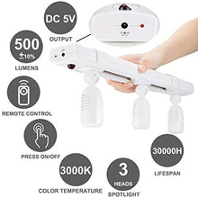 Load image into Gallery viewer, BIGLIGHT LED Track Light, Dimmable Accent Lighting with 3 Rotatable Heads, Plug in Spotlight with Remote Control for Highlight Kitchen Counter Cabinet Gallery Picture Bathroom Basement Artwork