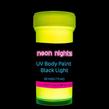 Load image into Gallery viewer, neon nights 8 x UV Body Paint Set | Black Light Glow Makeup Kit | Fluorescent Face Paints for Halloween Blacklight Bodypainting