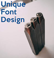 Load image into Gallery viewer, Bastex 6mm Fancy Font Metal Stamp Letter Kit. 27 Pieces Letters and Punctuation, Alphabet Punch Set for Jewelry Stamps, Leather, Wood, Steel, Blanks and More. Make a Stamped Bracelet or Piece of Art