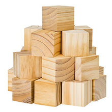 Load image into Gallery viewer, Wooden Cubes for Arts and Crafts – DIY - Photo Blocks - 2 Inch Unfinished Natural Wood Blocks – 27 Pieces – by Dragon Drew