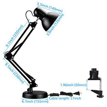 Load image into Gallery viewer, TORCHSTAR Metal Swing Arm Desk Lamp, Classic Architect Clip On Study Table Lamps, Interchangeable Base Or Clamp, E26 & E27 Base, Replaceable Bulbs, Multi-Joint, Black Finish