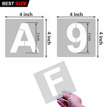 Load image into Gallery viewer, Letter Templates Stencils, 36 Pcs Reusable Plastic Alphabet Art Craft Templates, Letter and Number Stencils for Painting on Wood Rock Glass Wall Canvas Fabric Chalkboard Ceramic Porcelain (4 inch)