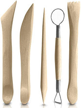 Load image into Gallery viewer, Polymer Clay Sculpting Tools Set - 5 Pcs Pottery Tool Kit - Ceramic Pottery & Clay Ribbon Wood Modeling Tools Kit (5 Pack)