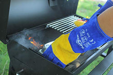 Load image into Gallery viewer, RAPICCA 16 Inches,932℉, Leather Forge/Mig/Stick Welding Gloves Heat/Fire Resistant, Mitts for Oven/Grill/Fireplace/Furnace/Stove/Pot Holder/Tig Welder/Mig/BBQ/Animal handling glove with 16 inches Extra Long Sleeve– Blue