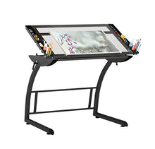Load image into Gallery viewer, SD STUDIO DESIGNS Triflex Drawing Table, Sit to Stand Up Adjustable Office Home Computer Desk, 35.25" W X 23.5" D, Charcoal Black/Clear Glass