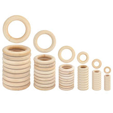 Load image into Gallery viewer, Yolyoo 60pcs Natural Wood Rings for DIY Craft, Ring Pendant and Connectors Jewelry Making, 6 Size