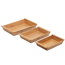 Load image into Gallery viewer, MyGift Set of 3 Small Natural Bamboo Nesting Organizer/Multipurpose Serving Trays with Handles