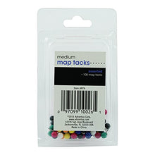 Load image into Gallery viewer, ADVANTUS Medium Head Map Tacks, 3/8-Inch Shank, 3/16-Inch Head, Box of 100, Assorted Colors (MTA)