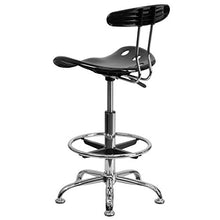 Load image into Gallery viewer, Flash Furniture Vibrant Black and Chrome Drafting Stool with Tractor Seat