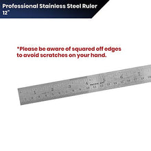 Load image into Gallery viewer, Pacific Arc 12 Inch Stainless Steel Ruler with Inch/Metric Conversion Table