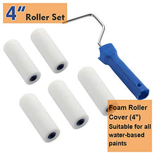 Load image into Gallery viewer, Foam Paint Roller Kit -Small Paint Tray Set with High-Density Foam Mini Roller Refills, Roller Frame, Paint Tray, 4" Microfiber Roller Covers, House Painting Roller Brush(12-Pack)