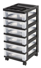 Load image into Gallery viewer, IRIS USA MC-360-TOP Plastic Storage Drawer, Rolling Cart with Organizer Top, 6, Black