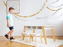 Load image into Gallery viewer, Wildkin Kids Arts and Crafts Table Set for Boys and Girls, Mid Century Modern Design Craft Table Includes Two Stools, Paper and Storage Cubbies Underneath Helps Keep Art Supplies Organized (White)