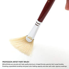 Load image into Gallery viewer, Dainayw White Bristles Fan Paint Brushes, Profession Artist Oil Acrylic Painting Brush Set, Long Handle 9 Pcs
