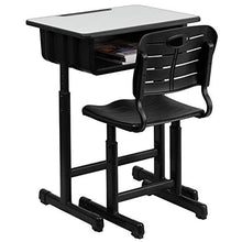 Load image into Gallery viewer, Flash Furniture Adjustable Height Student Desk and Chair with Black Pedestal Frame
