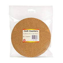 Load image into Gallery viewer, Hygloss Products Natural Cork Coasters - 3mm Eco Friendly Absorbent Saucers for Coffee, Cups, Wine & Drink Glasses, - 6”, Set of 6