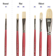 Load image into Gallery viewer, D'Artisan Shoppe Oil Acrylic Paint Brushes Set. 100% Natural Chungking Hog Hair Bristle in Portable Organizer Plastic Container. 6pc Filbert Flat and Round Paintbrush Gift Kit.