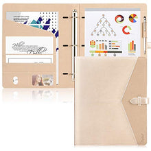 Load image into Gallery viewer, Toplive Padfolio 3 Ring Binder (1'' Round Ring) Business Portfolio Folder for Interview, Conference and Presentation, Gold
