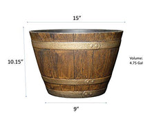 Load image into Gallery viewer, Classic Home and Garden 72 Whiskey Barrel, 15", Distressed Oak