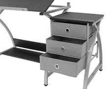 Load image into Gallery viewer, 2 Piece Comet Art, Hobby, Drawing, Drafting, Craft Table with 36"W x 23.75"D Angle Adjustable Top and Stool in Silver/Black, Assembled Dimensions: 50" W x x 29.5" H