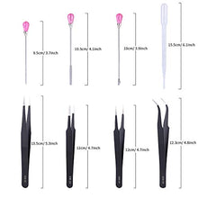 Load image into Gallery viewer, 13 Pieces Silicone Resin Mold Tool Set Nail Art Stirring Rod Muddler Poke Needle Spoon Kit Anti-Static Stainless Steel Tweezers Kit with 3 Droppers for Jewelry Making DIY Resin Craft