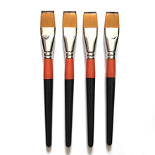 Load image into Gallery viewer, One Inch Flat Bright Paint Brush, Pack of 4, Premium Quality Synthetic Sable Hair for Acrylic Watercolor Oil Gouache Painting by Students, Professionals and Artists