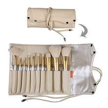 Load image into Gallery viewer, ZOREYA Makeup Brushes 10pc Gold- Premium Quality Non Animal Cruelty Cosmetic Makeup Brush Set with Vegan Leather Make up Organizer Storage Brush Holder Case