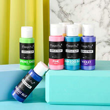 Load image into Gallery viewer, Magicfly 30 Colors Acrylic Paint Set (2fl oz/60ml Each), Non-Toxic Craft Paints with 3 Brushes, for Multi-Surface Paint on Canvas, Paper, Wood, Stone, Ceramic and Model