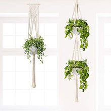 Load image into Gallery viewer, GROWNEER 5 Packs Macrame Plant Hangers with 5 Hooks, Different Tiers, Handmade Cotton Rope Hanging Planters Set Flower Pots Holder Stand, for Indoor Outdoor Boho Home Decor