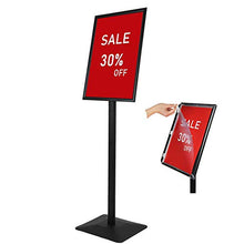 Load image into Gallery viewer, DISPLAYSWORKER Adjustable Heavy Duty Pedestal Sign Holder Floor Stand,Sign Stand Poster Stand Aluminum Snap Open Frame,Standing Floor for 8.5X 11 inch,Vertical/Horizontal View,Black