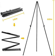 Load image into Gallery viewer, 63" Tall Display Easel, Folding Instant Poster Easel, Black Steel Metal Telescoping Art Easel for Display Show, Easy Assembly (6Pack)