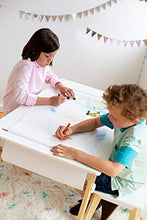 Load image into Gallery viewer, Wildkin Kids Arts and Crafts Table Set for Boys and Girls, Mid Century Modern Design Craft Table Includes Two Stools, Paper and Storage Cubbies Underneath Helps Keep Art Supplies Organized (White)