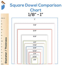 Load image into Gallery viewer, Square Wood Dowel Rod 36" x 1/2", Pack of 10 Square Wooden Dowel Sticks for Crafts and DIY, Birch Hardwood, by Woodpeckers
