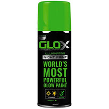 Load image into Gallery viewer, GLO-X Glow In The Dark Spray Paint (10.6oz Can) - Green Spray Paint - Powered Light & Sun Activated Glow In The Dark Paint for Metal & Plastic - Glow Acrylic Paint for Outdoors - Fishing Lure Paint