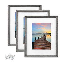 Load image into Gallery viewer, Sindcom 8x10 Picture Frame with High Definition Glass Face, Display Pictures 5x7 with Mat or 8x10 Without Mat, Rustic Photo Frames Collage for Wall or Tabletop Display,Set of 3,Light Grey