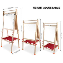Load image into Gallery viewer, Hereinway DLone Easel for Kids, Kids Easel with Wooden Paper roll Holder Double-Sided Whiteboard & Chalkboard Kids Art Easel Magnetics, Numbers and Others, for Kids,Tollders, Boys and Girls (Natural)