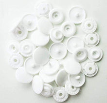 Load image into Gallery viewer, 500 Sets Snaps Buttons KAM, BetterJonny Size 20 T5 Glossy Round Resin Plastic Buttons Fasteners Punch Poppers for Baby Bib Cloth Diaper White