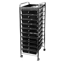 Load image into Gallery viewer, Seville Classics 10-Drawer Multipurpose Mobile Rolling Utility Storage Organizer with Tray Cart, Black