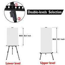 Load image into Gallery viewer, T-Sign 72'' Tall Display Easel Stand, Aluminum Metal Tripod Art Easel Adjustable Height from 22-72”, Extra Sturdy for Table-Top/Floor Painting, Drawing and Display with Bag, Black
