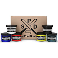 Load image into Gallery viewer, Ecotex Primary Plastisol Ink Kit for Screen Printing Low Temp Cure 6 – 8oz Ink Bottles by Screen Print Direct