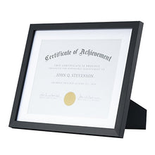 Load image into Gallery viewer, ONE WALL 11x14 Document Frame Displays 8.5x11 Diplomas with Mat or 11x14 Inch Without Mat, Black Certificate Frame Made of Solid Wood and Tempered Glass - Mounting Hardware Included