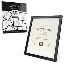 Load image into Gallery viewer, Arteza Document Frame - Displays 11" x 14" Documents w/o Mat or 8.5" x 11" Certificates w/Mat - Wood Finish Frame - Pure Glass Front - Picture Frame for Wall - Gallery Wall