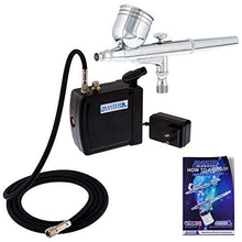 Load image into Gallery viewer, Master Airbrush Multi-Purpose Airbrushing System Kit with Portable Mini Air Compressor - Gravity Feed Dual-Action Airbrush, Hose, How-To-Airbrush Guide Booklet - Hobby, Craft, Cake Decorating, Tattoo